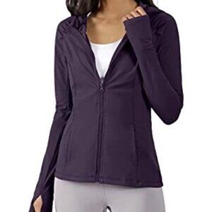 NWOT Yogalicious Womens Ultra Soft Full Zip Yoga Jacket Plum Purple Sz L